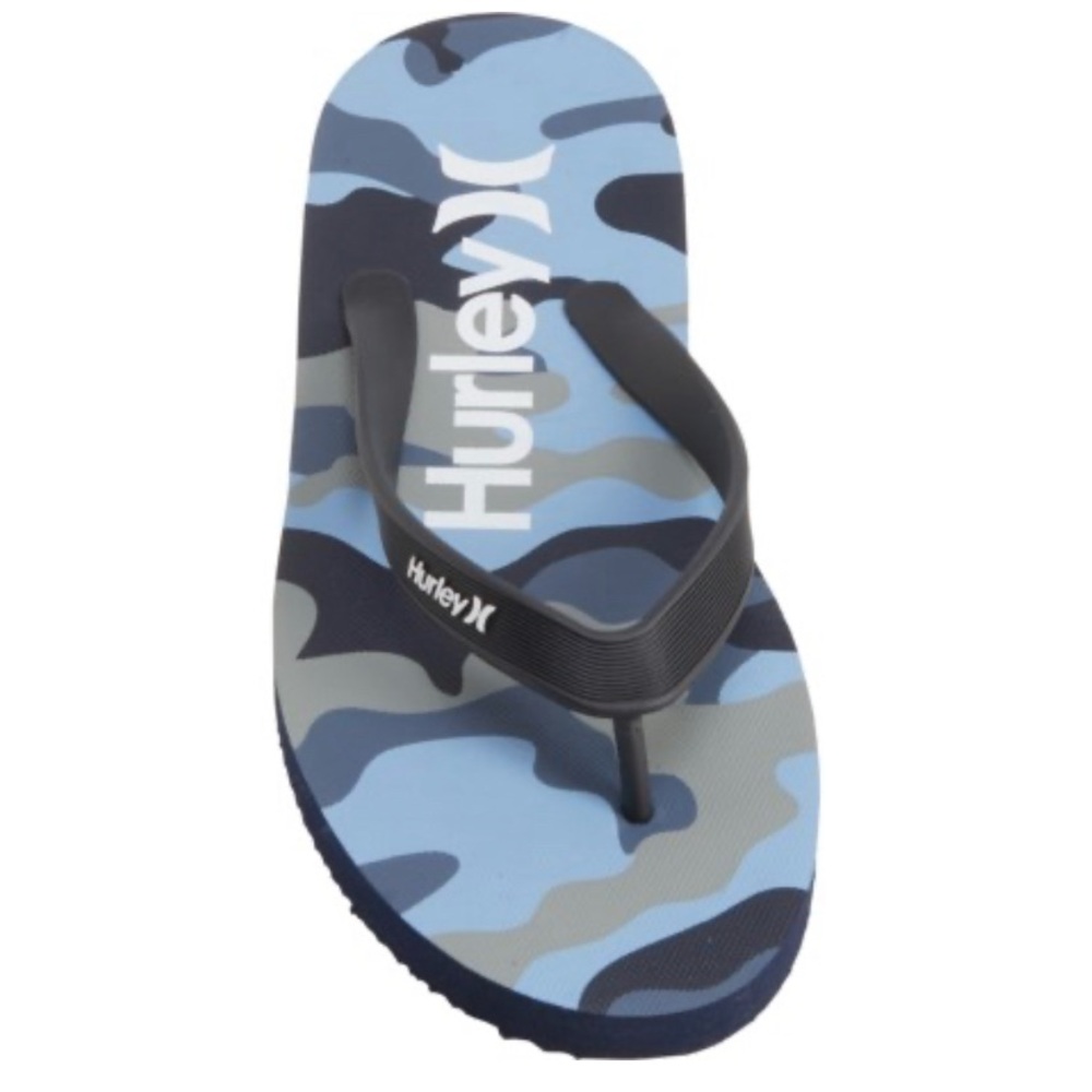 Hurley Navy and Light Blue Camo Flip-Flops NWT